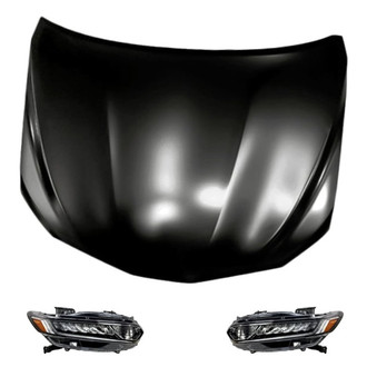 Replacement - 3-Piece Kit (Driver and Passenger Side Headlights, Hood Panel) (Standard Line)