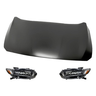 Replacement - 3-Piece Kit (Driver and Passenger Side Headlights, Hood Panel) (Standard Line)
