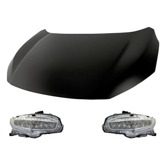 Replacement - 3-Piece Kit (Driver and Passenger Side Headlights, Hood Panel) (Standard Line)