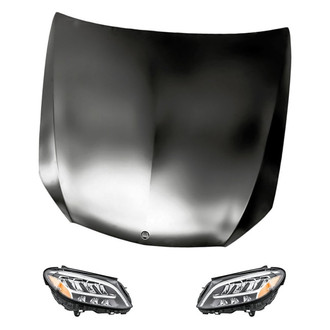 Replacement - 3-Piece Kit (Driver and Passenger Side Headlights, Hood Panel) (Standard Line)