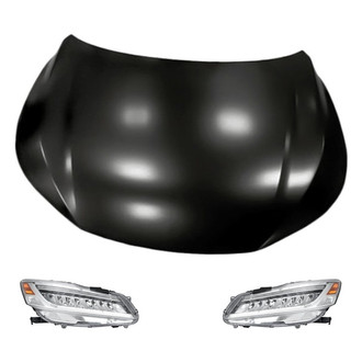 Replacement - 3-Piece Kit (Driver and Passenger Side Headlights, Hood Panel) (Standard Line)