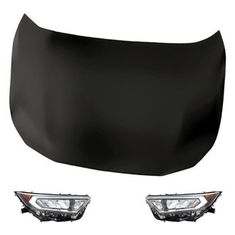 Replacement - 3-Piece Kit (Driver and Passenger Side Headlights, Hood Panel) (Standard Line)