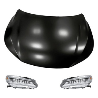 Replacement - 3-Piece Kit (Driver and Passenger Side Headlights, Hood Panel) (Standard Line)
