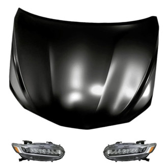 Replacement - 3-Piece Kit (Driver and Passenger Side Headlights, Hood Panel) (Standard Line)