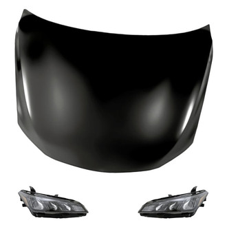 Replacement - 3-Piece Kit (Driver and Passenger Side Headlights, Hood Panel) (Standard Line)