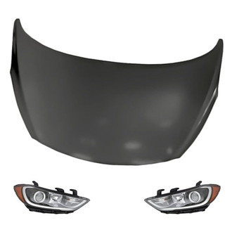 Replacement - 3-Piece Kit (Driver and Passenger Side Headlights, Hood Panel) (Standard Line)
