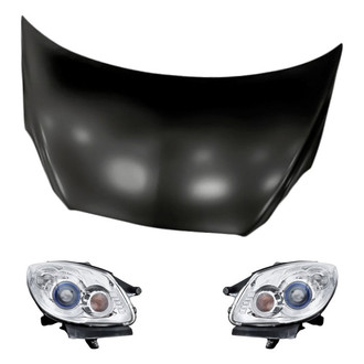 Replacement - 3-Piece Kit (Driver and Passenger Side Headlights, Hood Panel) (Standard Line)