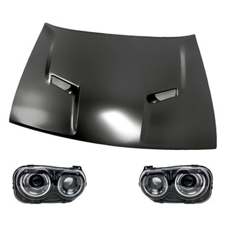 Replacement - 3-Piece Kit (Driver and Passenger Side Headlights, Hood Panel) (Standard Line)