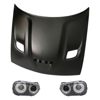 Replacement - 3-Piece Kit (Driver and Passenger Side Headlights, Hood Panel) (Standard Line)