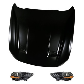 Replacement - 3-Piece Kit (Driver and Passenger Side Headlights, Hood Panel) (Standard Line)