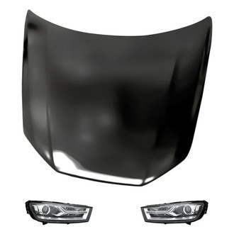 Replacement - 3-Piece Kit (Driver and Passenger Side Headlights, Hood Panel) (Standard Line)