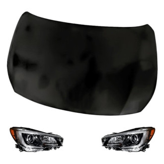 Replacement - 3-Piece Kit (Driver and Passenger Side Headlights, Hood Panel) (Standard Line)