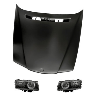 Replacement - 3-Piece Kit (Driver and Passenger Side Headlights, Hood Panel) (Standard Line)