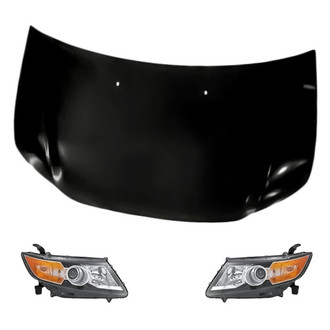 Replacement - 3-Piece Kit (Driver and Passenger Side Headlights, Hood Panel) (Standard Line)