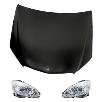 Replacement - 3-Piece Kit (Driver and Passenger Side Headlights, Hood Panel) (Standard Line)
