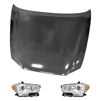 Replacement - 3-Piece Kit (Driver and Passenger Side Headlights, Hood Panel) (Standard Line)