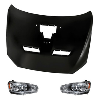 Replacement - 3-Piece Kit (Driver and Passenger Side Headlights, Hood Panel) (Standard Line)