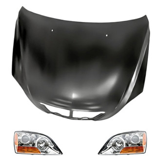 Replacement - 3-Piece Kit (Driver and Passenger Side Headlights, Hood Panel) (Standard Line)
