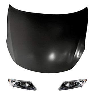Replacement - 3-Piece Kit (Driver and Passenger Side Headlights, Hood Panel) (Standard Line)