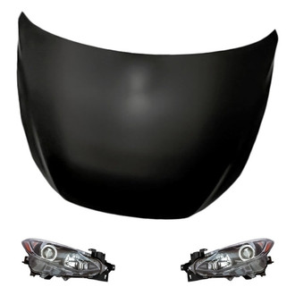 Replacement - 3-Piece Kit (Driver and Passenger Side Headlights, Hood Panel) (Standard Line)
