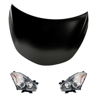 Replacement - 3-Piece Kit (Driver and Passenger Side Headlights, Hood Panel) (Standard Line)