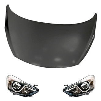 Replacement - 3-Piece Kit (Driver and Passenger Side Headlights, Hood Panel) (Standard Line)