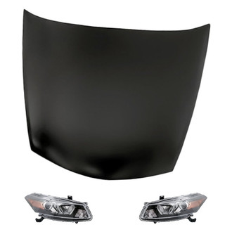 Replacement - 3-Piece Kit (Driver and Passenger Side Headlights, Hood Panel) (Standard Line)