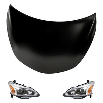 Replacement - 3-Piece Kit (Driver and Passenger Side Headlights, Hood Panel) (Standard Line)
