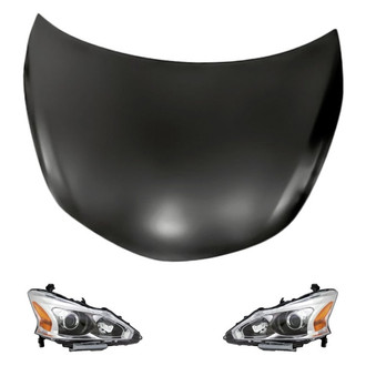 Replacement - 3-Piece Kit (Driver and Passenger Side Headlights, Hood Panel) (Standard Line)