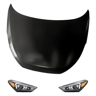 Replacement - 3-Piece Kit (Driver and Passenger Side Headlights, Hood Panel) (Standard Line)
