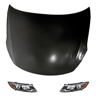 Replacement - 3-Piece Kit (Driver and Passenger Side Headlights, Hood Panel) (Standard Line)