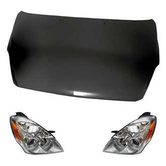 Replacement - 3-Piece Kit (Driver and Passenger Side Headlights, Hood Panel) (Standard Line)