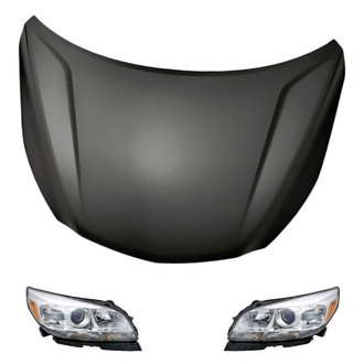 Replacement BNDL-280430 - 3-Piece Kit (Driver and Passenger Side Headlights, Hood Panel) (Standard Line)
