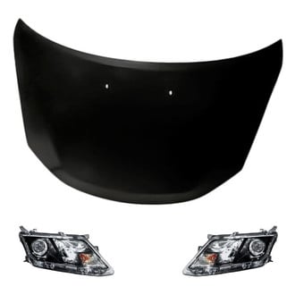 Replacement - 3-Piece Kit (Driver and Passenger Side Headlights, Hood Panel) (Standard Line)