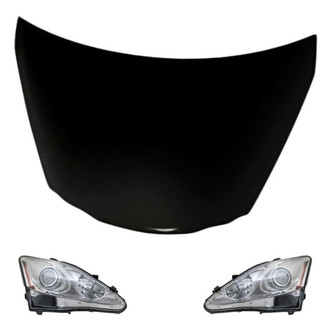 Replacement - 3-Piece Kit (Driver and Passenger Side Headlights, Hood Panel) (Standard Line)