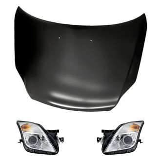 Replacement - 3-Piece Kit (Driver and Passenger Side Headlights, Hood Panel) (Standard Line)