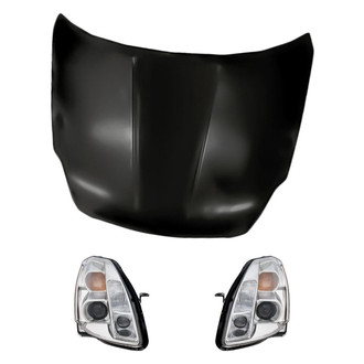 Replacement BNDL-280465 - 3-Piece Kit (Driver and Passenger Side Headlights, Hood Panel) (Standard Line)