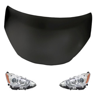Replacement - 3-Piece Kit (Driver and Passenger Side Headlights, Hood Panel) (Standard Line)
