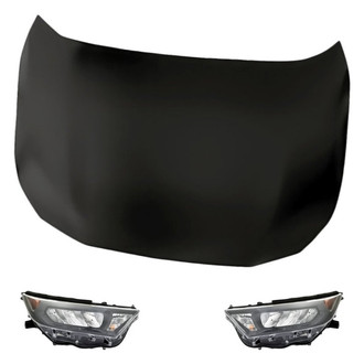 Replacement - 3-Piece Kit (Driver and Passenger Side Headlights, Hood Panel) (Standard Line)