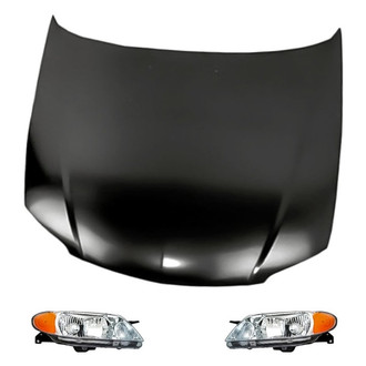 Replacement - 3-Piece Kit (Driver and Passenger Side Headlights, Hood Panel) (Standard Line)