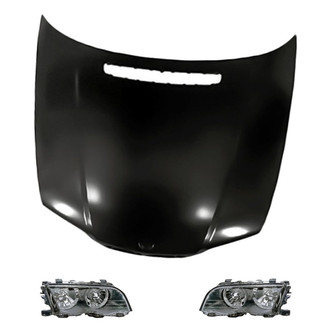 Replacement - 3-Piece Kit (Driver and Passenger Side Headlights, Hood Panel) (Standard Line)