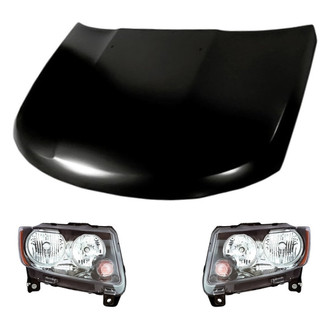 Replacement - 3-Piece Kit (Driver and Passenger Side Headlights, Hood Panel) (Standard Line)