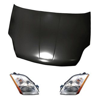 Replacement - 3-Piece Kit (Driver and Passenger Side Headlights, Hood Panel) (Standard Line)