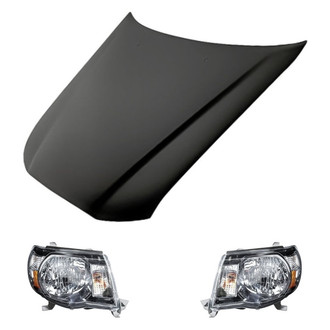 Replacement - 3-Piece Kit (Driver and Passenger Side Headlights, Hood Panel) (Standard Line)