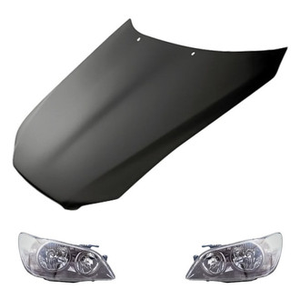 Replacement - 3-Piece Kit (Driver and Passenger Side Headlights, Hood Panel) (Standard Line)