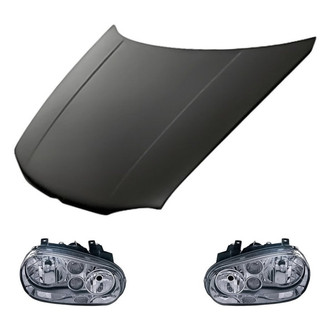 Replacement BNDL-280613 - 3-Piece Kit (Driver and Passenger Side Headlights, Hood Panel) (Standard Line)