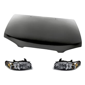 Replacement BNDL-280617 - 3-Piece Kit (Driver and Passenger Side Headlights, Hood Panel) (Standard Line)