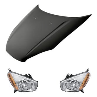 Replacement BNDL-280618 - 3-Piece Kit (Driver and Passenger Side Headlights, Hood Panel) (Standard Line)