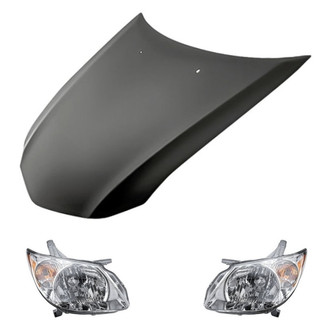 Replacement BNDL-280637 - 3-Piece Kit (Driver and Passenger Side Headlights, Hood Panel) (Standard Line)