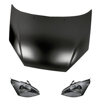 Replacement - 3-Piece Kit (Driver and Passenger Side Headlights, Hood Panel) (Standard Line)